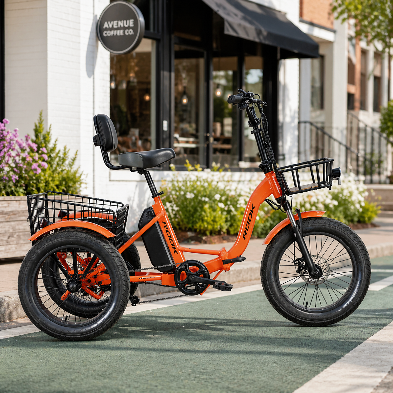 20" 3-Wheel Fat Tire Electric Trike 48V 500W, 7-Speed, Leisure E-Trike with Front & Rear Baskets - Image 2