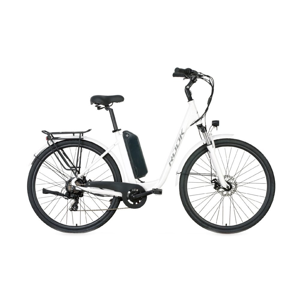 700C City E-Bike 36V 250W, 10.4Ah Battery, Shimano 7-Speed Suspension Commuter E-Bike